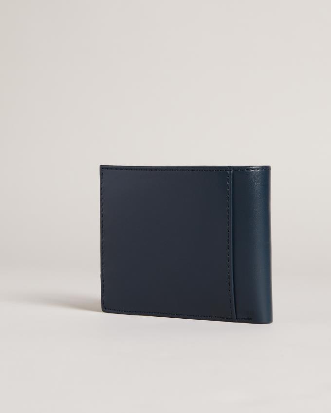 Portefeuille Ted Baker Metal Corner Bifold Coin Bleu Marine Homme | LEV-96250202